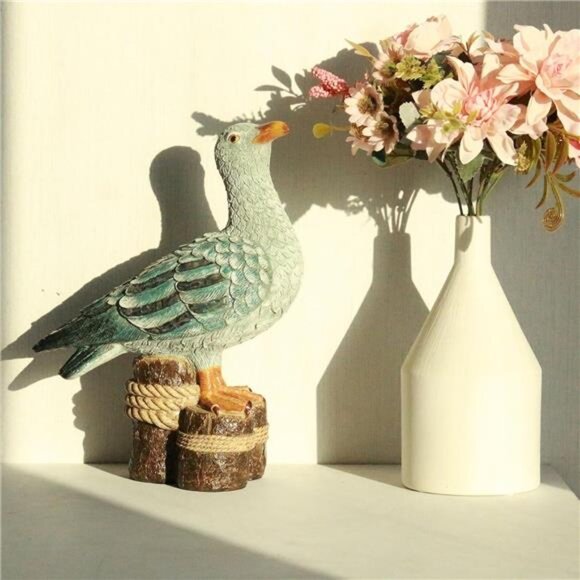 Standing Seagull Statue Decor Coastal Themed Decorative Sculpture Resin, 11'' - Picture 7 of 7